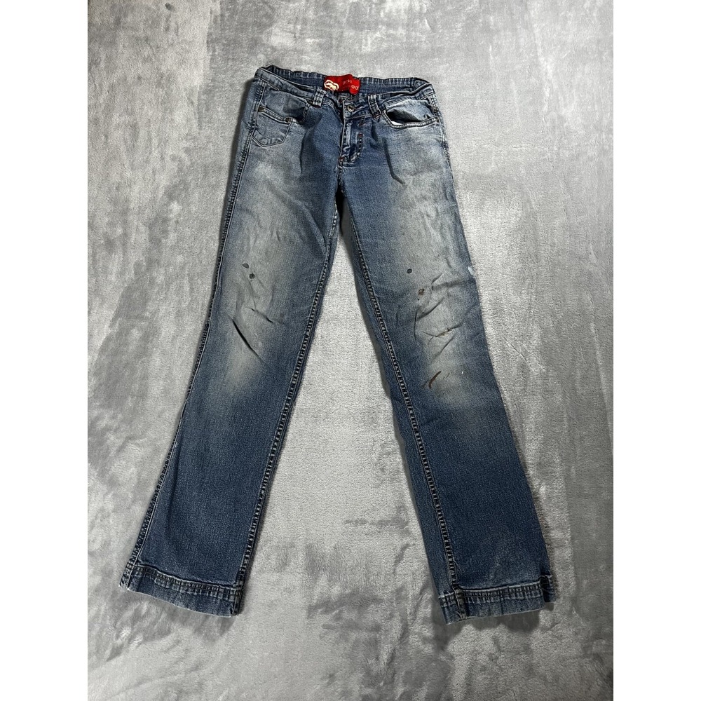 Vintage Ecko Red Denim Jeans Stained Light Wash Women Size 5 Y2K